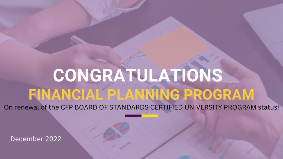 Congratulations to Dr. Hiebert and the Financial Planning Program in the Department of Finance on another successful CFP Board certification