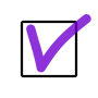 a purple check mark in a white square